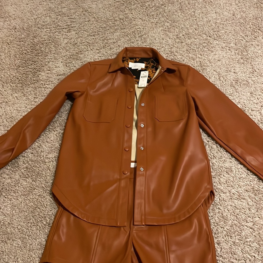 NWT Faux Leather Blouse and Shorts Set